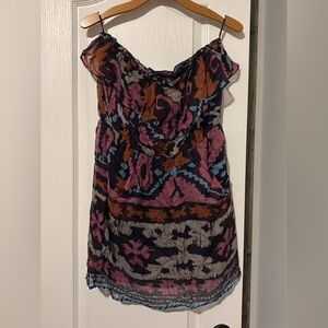 glam Black Multicolor Abstract mini Dress size large with pockets